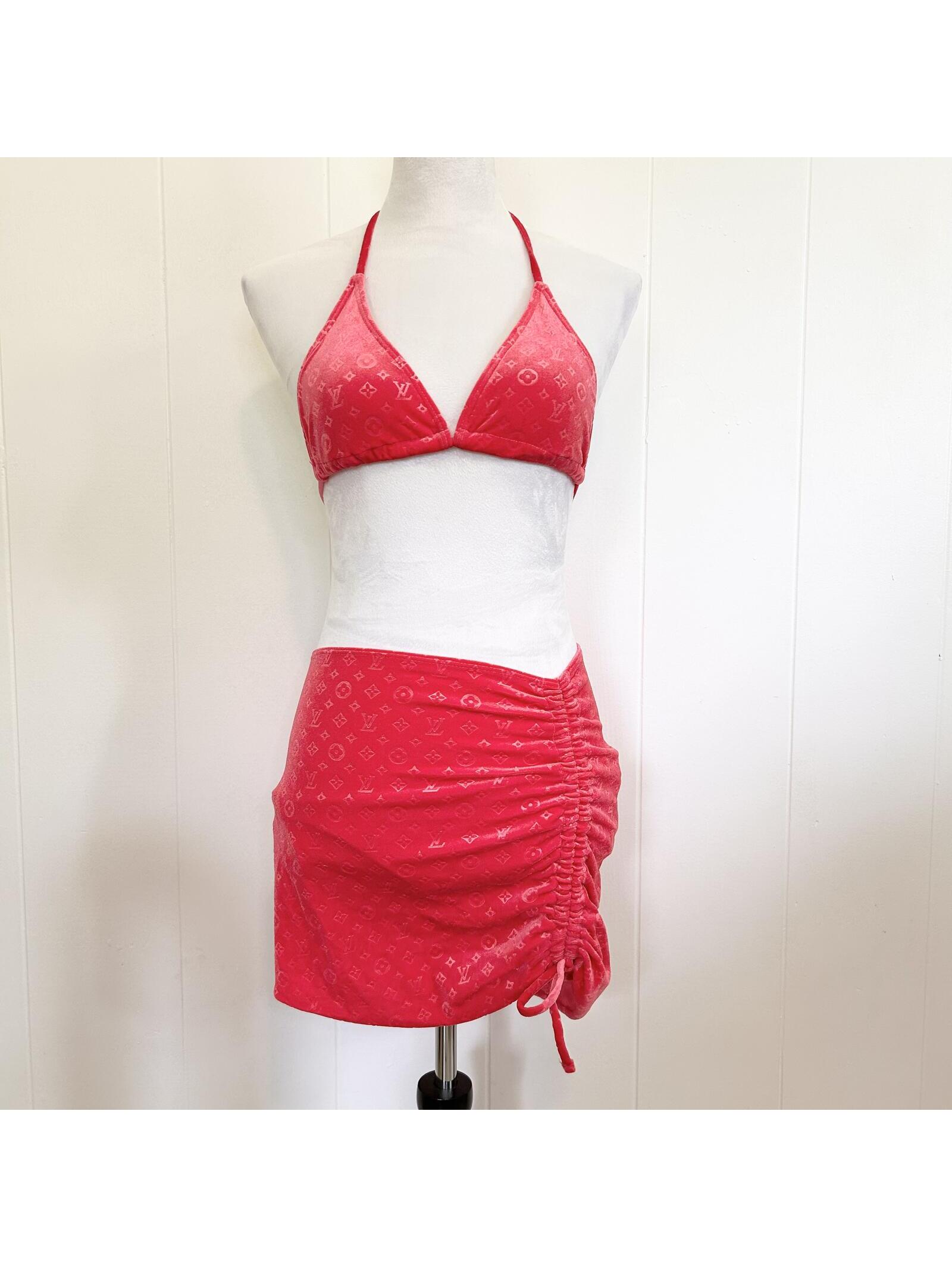 Fashion Monogram Lv Triangle Bikini Tie Strap Bikini 3 Piece Set Women's Medium